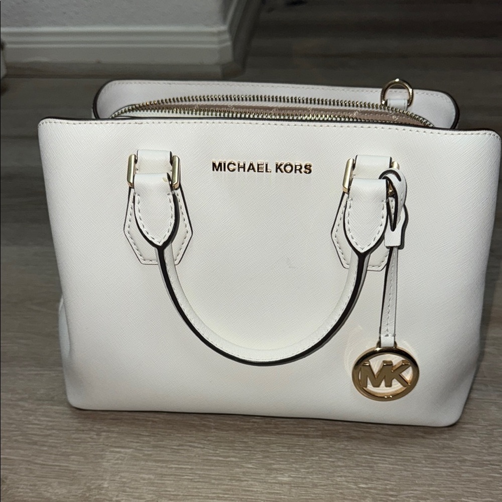 Michael Kors Cream Satchel with Gold Accents